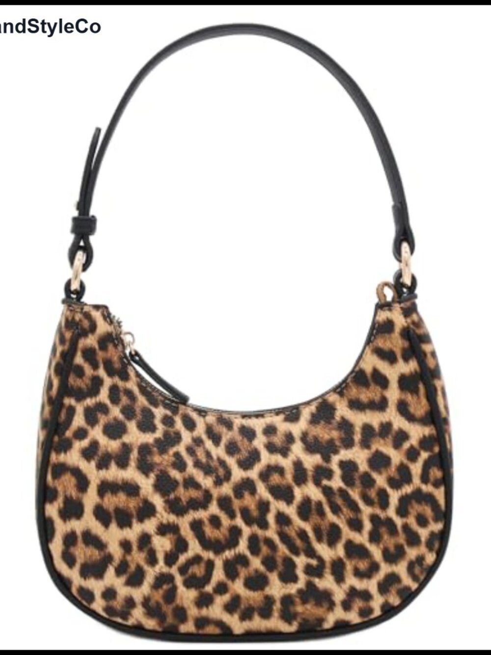 Women's Crescent Shoulder Bag Animal Print PU Leather Adjustable Strap Zip